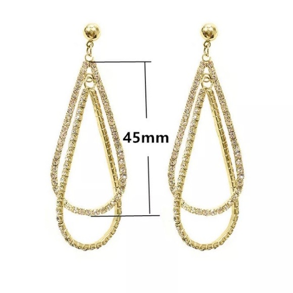 NEW 18K YELLOW GOLD DIAMOND DROP EARRINGS - Picture 3 of 6